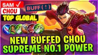 New Buffed Chou Supreme No.1 Power  Top Global Chou  sᴀᴍ  - Mobile Legends Emblem And Build