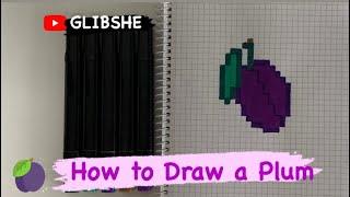 Малюнки по клітинках How to Draw a Plum #pixels #pixelart #drawing @Glibshe #howtodraw #plum