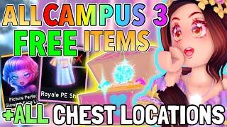 ⭐️How to get all FREE ITEMS in NEW SCHOOL 11 CHEST LOCATIONS  Royale High Campus 3