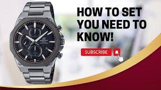 How To Set Casio Edifice EFS-S570 TIME  DATE  HAND ALIGNMENT  USING STOPWATCH @timewatchdc