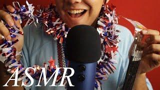 ASMR HAPPY FOURTH OF JULY  whisper + mic brushing and tapping