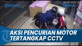 TERTANGKAP CCTV  Detik - detik Aksi Pelaku Curanmor Gasak Motor Matic di Jakarta Barat