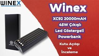 Winex XC92 20000mAH PD20W+UsbA Q.C 3.0 5A 45W Çıkışlı Led Göstergeli Kendinden Kablolu Powerbank