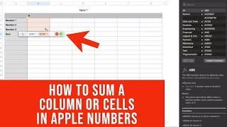 How to Sum a Column or Cells in Apple Numbers