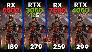 RX 6600 vs RTX 3060 12G vs RX 7600 vs RTX 4060  Ryzen 5 7600  Tested in 15 games