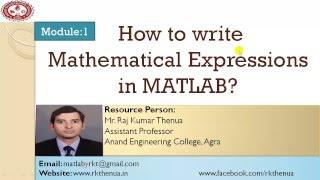 Lecture-4 How to write a mathematical expression in matlab HindiUrdu