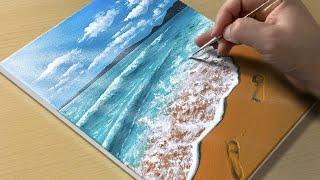 Easy Way to Paint a Beach Scene  Acrylic Painting for Beginners