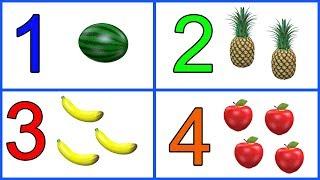 Learn 1 to 10 Numbers & Fruit Names  123 Number Names  1234 Counting for Kids  Cartoon Video