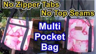 How to sew a one piece zippered bag with no tabs no top seam & recessed zippers internal pockets.
