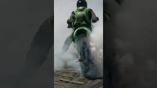 550 hp Kawasaki turbo drag bike tire warmup burnout #dragbike #turbopower #burnout