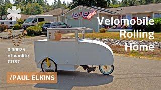 His Velomobile RV is a bicycle-camper to live bed kitchen WC included