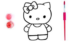 HELLO KİTTY Nasıl Çizilir?  Hello Kitty Boyama  How To Draw Hello Kitty  Learn Colors