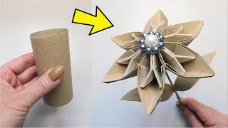 Great Toilet Paper Rolls Recycling Idea  Easy Origami Flower Craft  Room Decor DIY