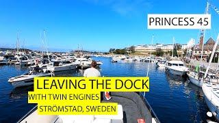 Leaving the dock in Strömstad  Princess 45  Twin engines