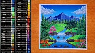 Menggambar pemandangan gunung menggunakan joyko artists