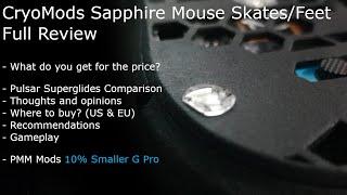 Sapphire Mouse Skates by CryoMods Review on 10% Smaller G Pro X Superlight
