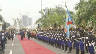 DR Congo Ramaphosa welcomed by Tshisekedi at the Presidential Palace in Kinshasa  AFP