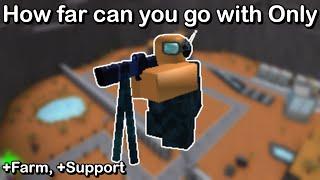 How far can you go with Railgunner +Farm +Support  Roblox Tower Battles