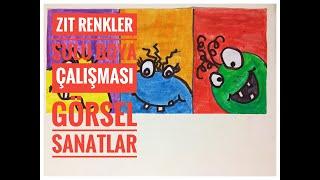 ZIT RENKLER 1-2-3-4 SINIF GÖRSEL SANATLAR DERSİ SEVİMLİ CANAVARLAR