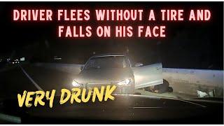 VERY Drunk driver flees w missing tire & falls on face after PIT Maneuver   Arkansas State Police