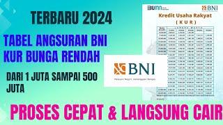 Tabel Angsuran KUR BNI Terbaru 2024  Bunga rendah langsung cair