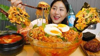 ENG Bibimbap with Soju Korean food real sound eating MUKBANG asmr 비빔밥 먹방