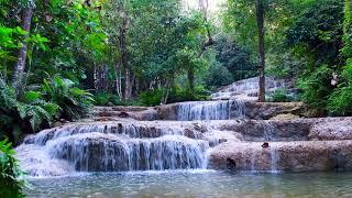 Beautiful Cascade Waterfall in Thailand Nature 4k. Flowing Water Sounds White Noise for Sleeping.