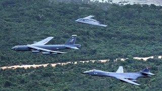 B-1 B-2 B-52 Fly Together In A Massive Show Of Force – Integrated Bomber Operation