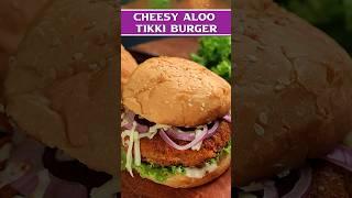 Click Cheesy Aloo Tikki Burger Recipe  Homemade Aloo Tikki Patty #vegburgerrecipe #foodrecipe