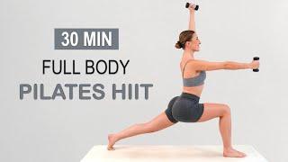 30 MIN FULL BODY PILATES HIIT Workout  Power Pilates + Light Weights Lean Muscles No Repeat