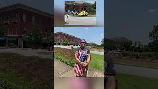 Protestors demonstrate against former President #trump  in #Columbus #GA ahead of #GOP convention