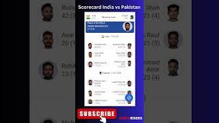 India Vs Pakistan scorecard India won by 6 runs #cricket #trending #worldcup2024 #indvspak #shorts