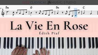 La Vie En Rose - Édith Piaf  Love Song  Piano Tutorial EASY  WITH Music Sheet  JCMS