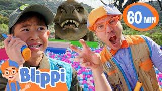 Blippi & Ashers Big Dinosaur Adventure  Indoor Playground  T-Rex Ranch Dinosaur Videos for Kids