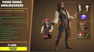 LOJA DE HOJE FORTNITE COM  Capitão Jack Sparrow NO PASSE ÁGUAS AMALDIÇOADAS E MUITO MAIS
