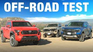 Off-Road Comparison Test Toyota Tacoma TRD Off-Road vs. Ford Ranger FX4 vs. Chevrolet Colorado Z71