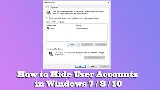 How to Hide User Accounts in Windows 7  8  10