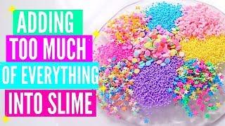 ADDING TOO MUCH INGREDIENTS INTO SLIME + GIVEAWAY Adding Too Much Of Everything Into SLIME