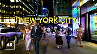 New York Night Walk - Midtown Manhattan Virtual Walking Tour 4K