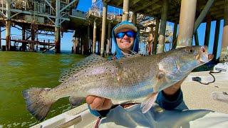 We Caught BIG Speckled Trout at BIG Platforms