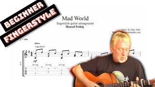 Mad World fingerstyle TAB - fingerstyle guitar tabs PDF + Guitar Pro