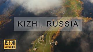 Kizhi Island in autumn. Aerial video in 4K