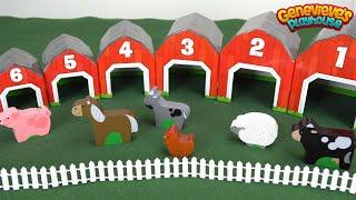 Teach Toddlers Farm Animal Names with Stackable Toy Barns