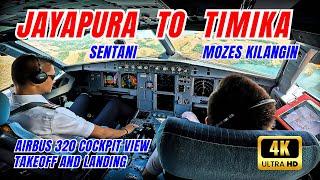 PAPUA SKIES ADVENTURE - JAYAPURA TO TIMIKA FLIGHT CHRONICLES  Airbus 320 Cockpit View  4K