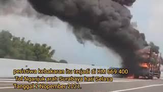 Tiga Puluh Sembilan Sepeda Motor Baru Hangus Terbakar dijalan Tol Nganjuk arah Surabaya