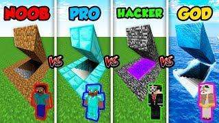 Minecraft NOOB vs. PRO vs. HACKER vs. GOD SECRET BASE in Minecraft MAP Animation