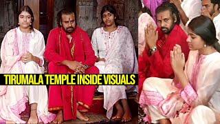 Pawan Kalyan With His Daughters Aadhya and Polena Anjana Pawanova Visuals In Tirumala Temple Inside