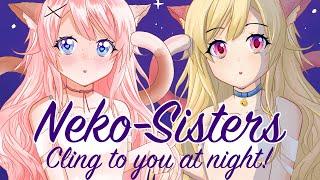 ASMR Roleplay  Two cute Neko-Sisters get really clingy  ear-cleaning  kisses  binaural