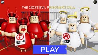 DEVIL FAMILY BARRY Vs ANGEL FAMILY in BARRYS PRISON RUN New Scary Obby #Roblox
