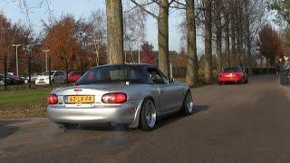 11 tuned Mazda MX5s leave in style  Burnouts drifts and LOUD accelerations   AutoblogX meeting